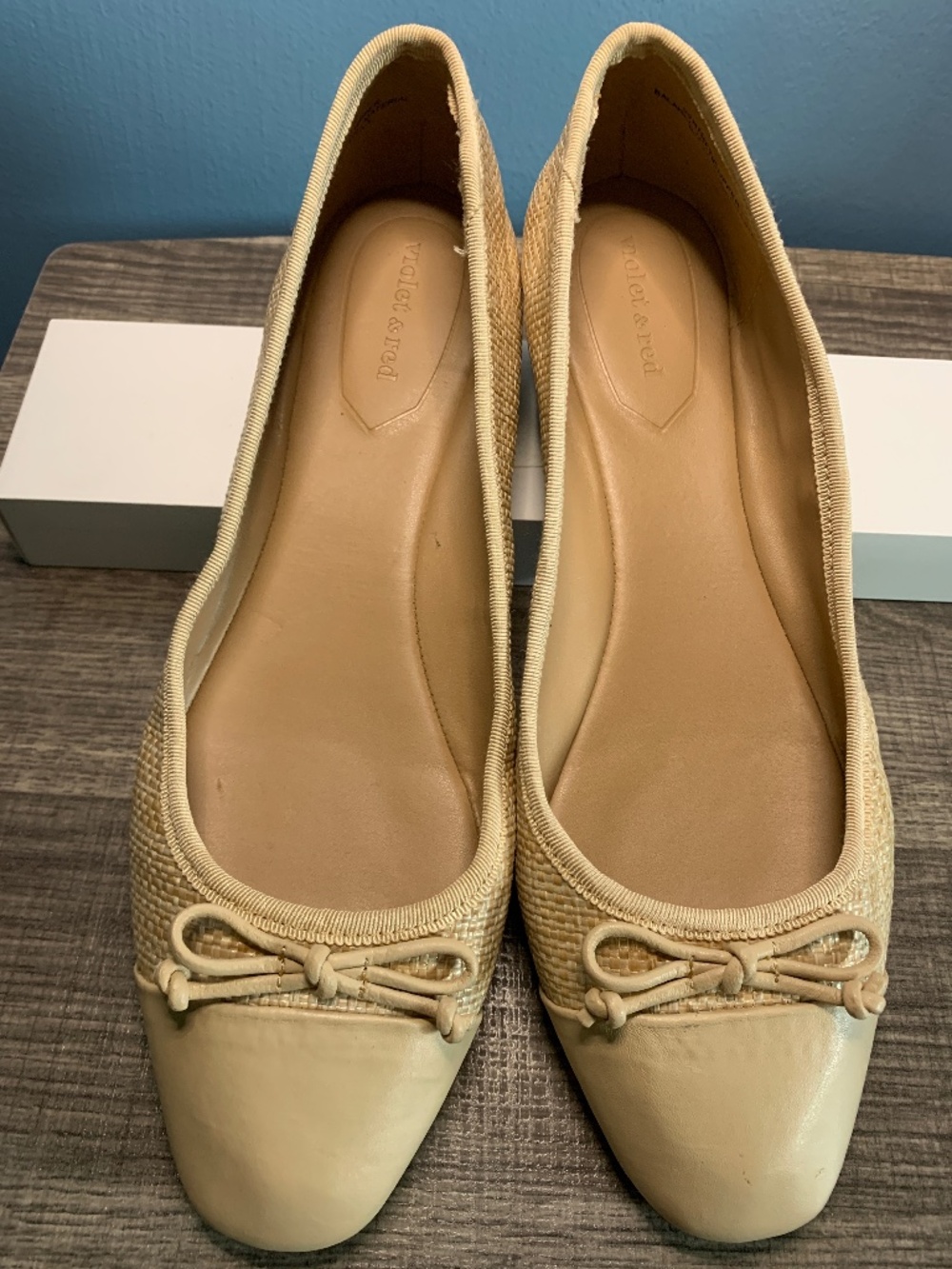 Violet and Red raffia ballet flats